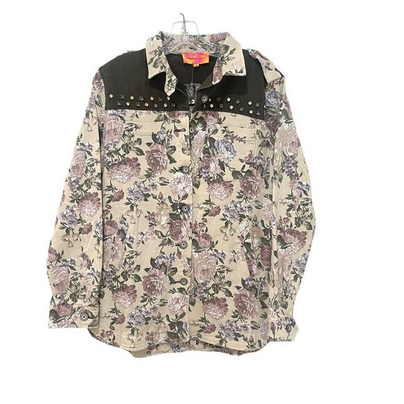 NWOT- English Rose Floral Studded Jacket Size Medium - Picture 4 of 11
